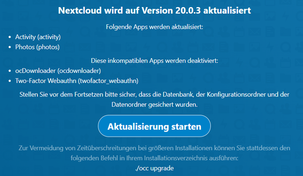 Nextcloud 20.0.3 ist verfügbar