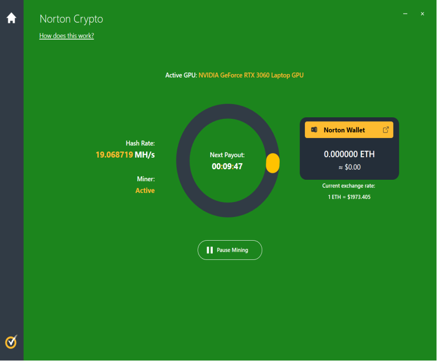 Norton 360 wird zum Kryptominer